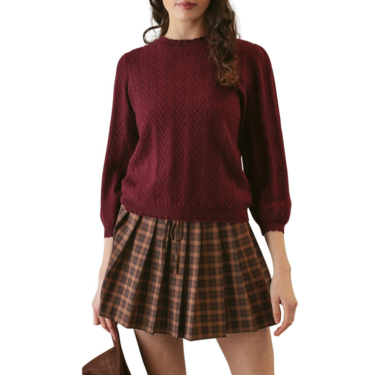 Charlene Cashmere Textured Crewneck Sweater image number null