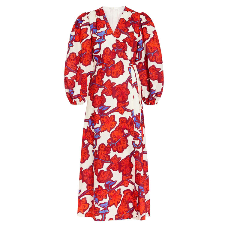 Everette Long Sleeve Midi Wrap Dress image number null