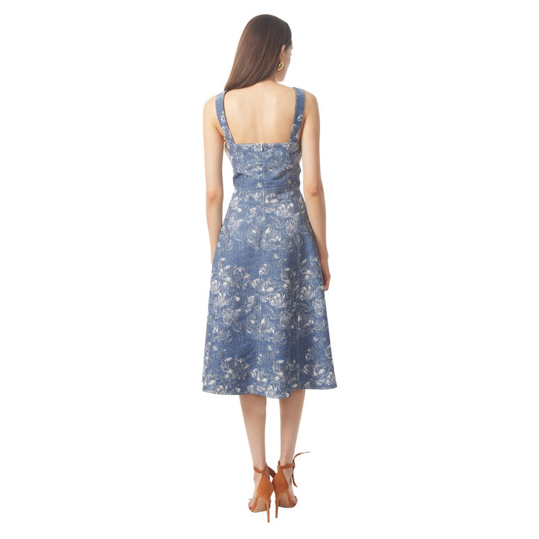 Paola Denim Floral Jacquard Dress image number null