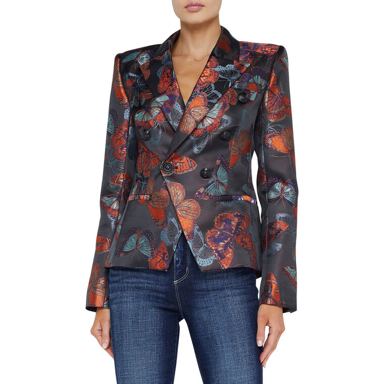 Marie Butterfly Jacquard Double-Breasted Blazer image number null