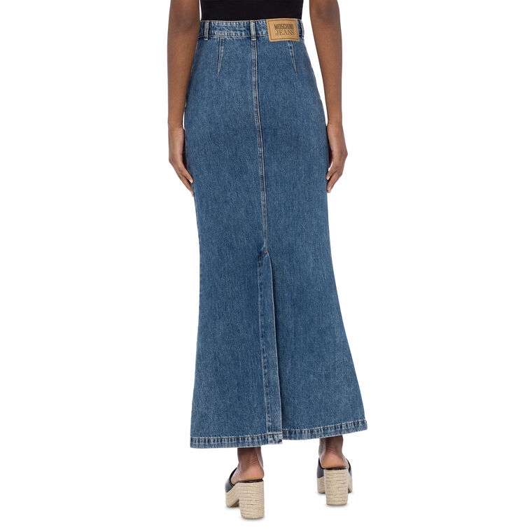 Front Heart Pocket Denim Skirt image number null
