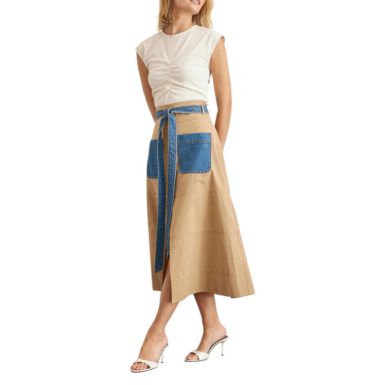 Hudson Belted A-Line Midi Skirt image number null