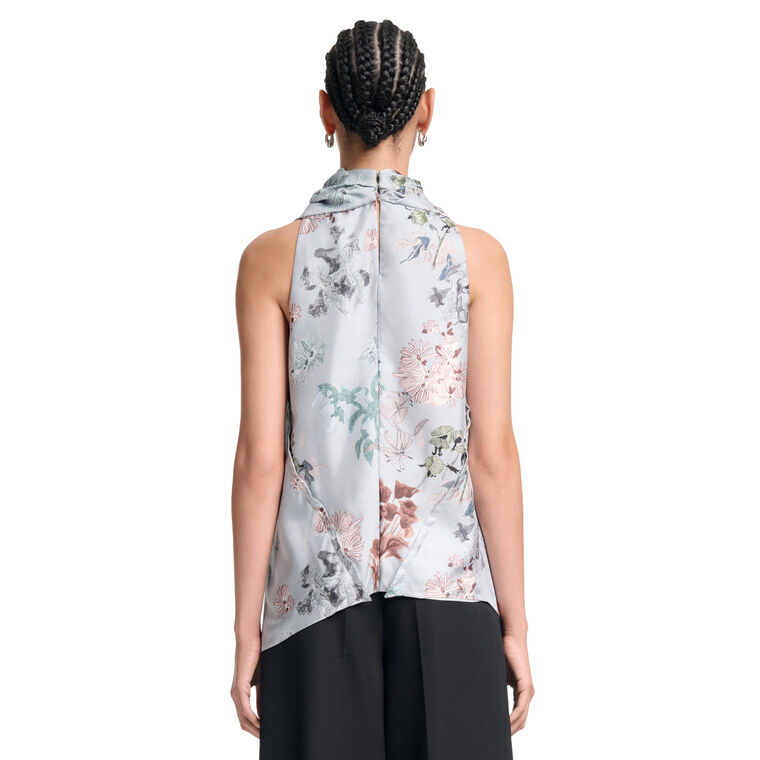 Sleary Sleeveless Silk Scarf Top image number null