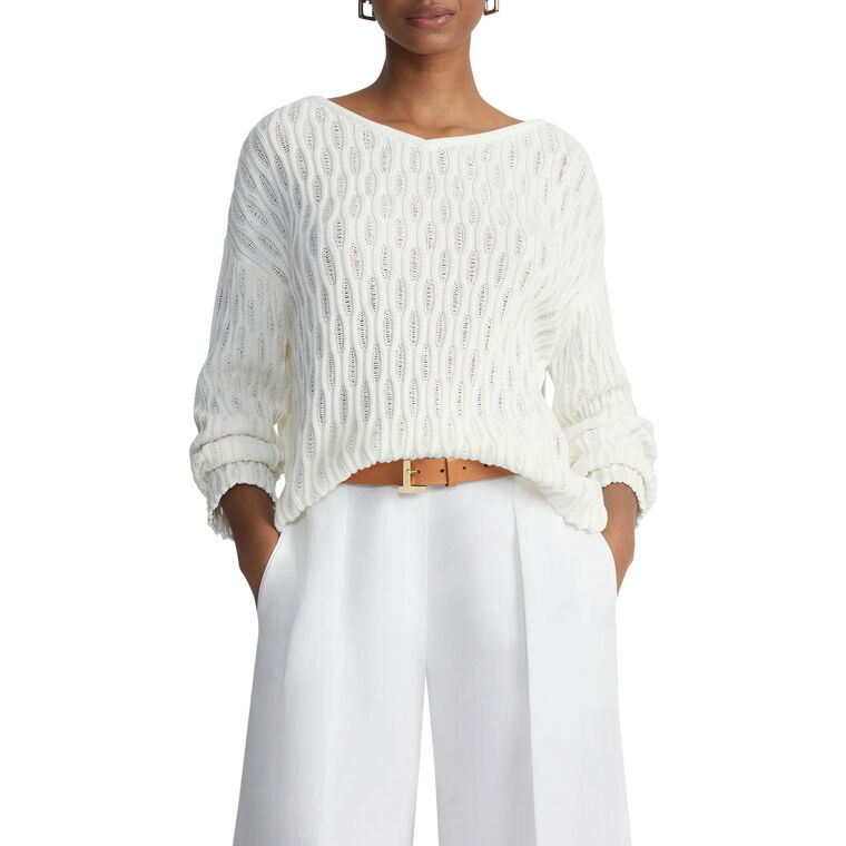 Honeycomb Wide V-Neck Sweater image number null