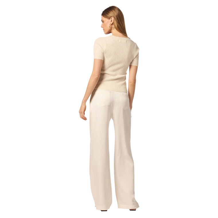 Kennedy V-Neck Cashmere Henley Short Sleeve Top image number null