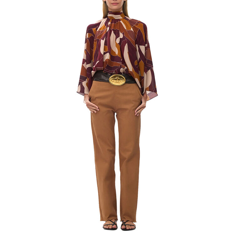 Boho Long Sleeve Crepe De Chine Blouse image number null