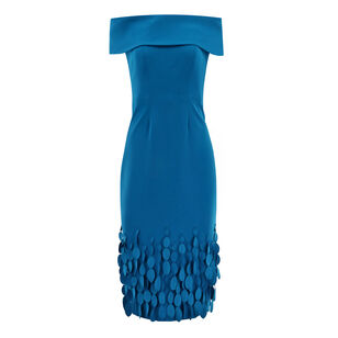 Off Shoulder Narrow Collar Dress With Disc Hem