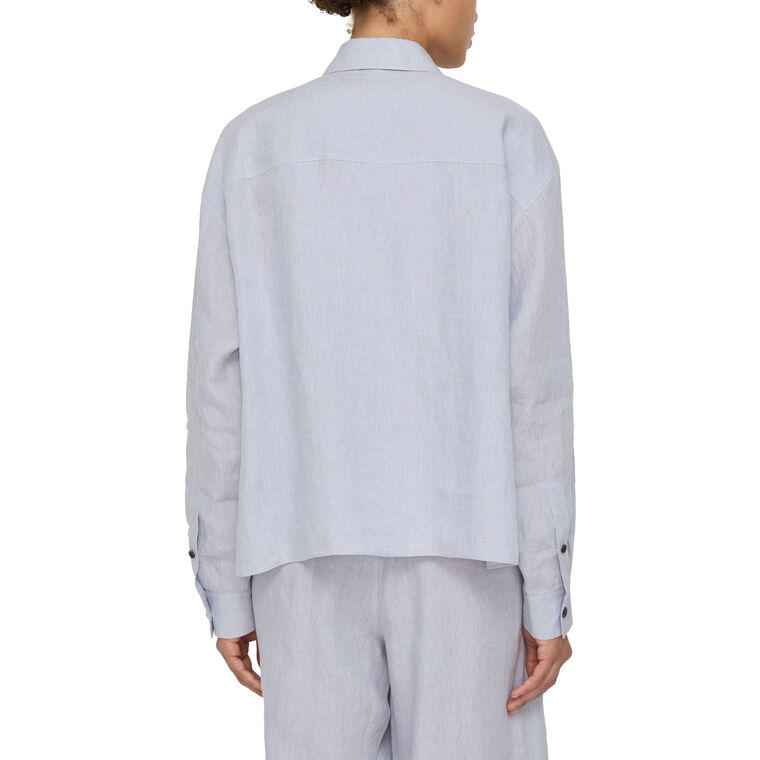 Long Sleeve Cropped Boyfriend Shirt image number null