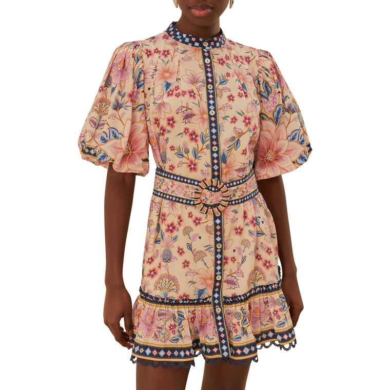 Superbloom Tapestry Puff Sleeve Mini Dress image number null