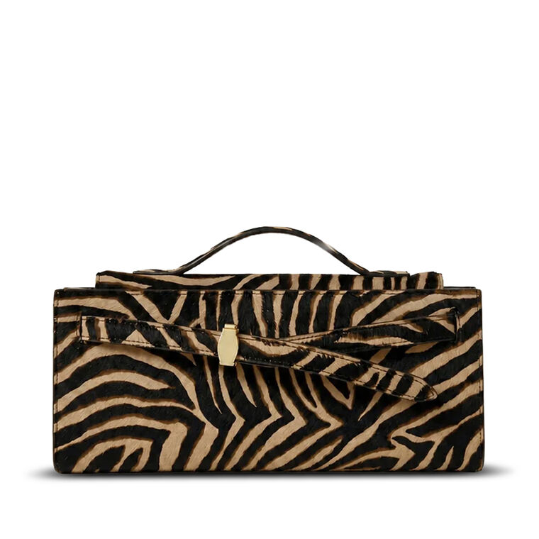 Zebra-Print Calf Hair Dash Clutch image number null