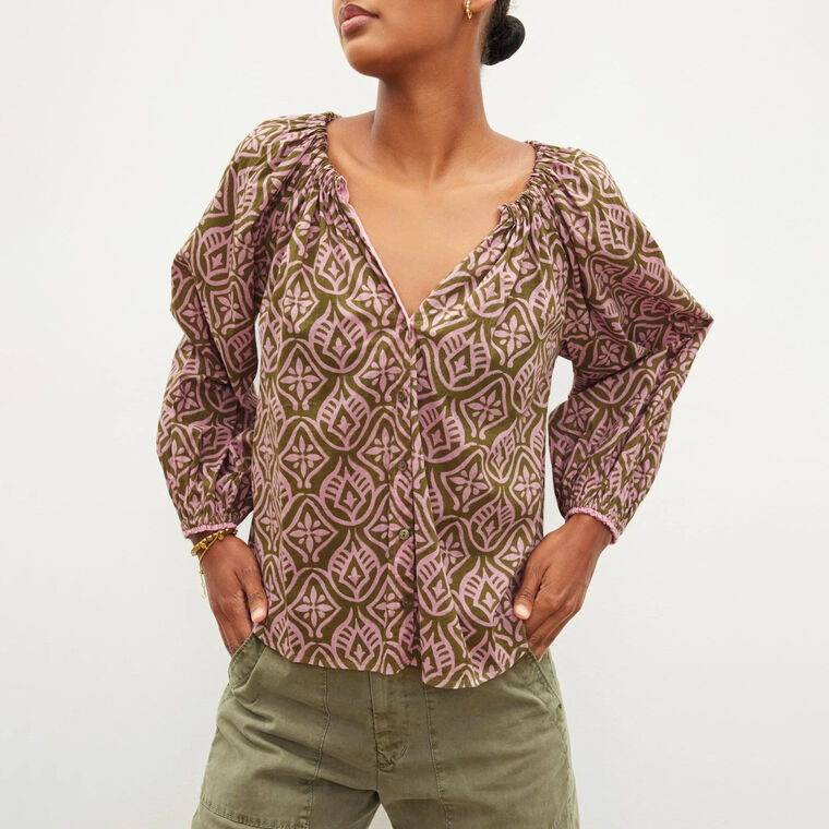 Marian Printed Button Front Top image number null