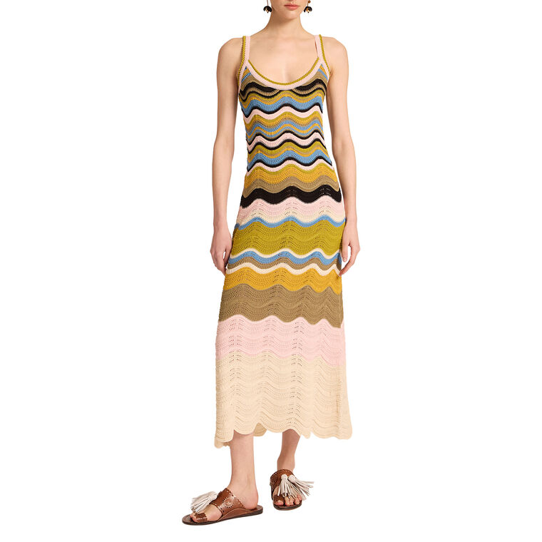 Chevron Sleeveless Knit Midi Sundress image number null