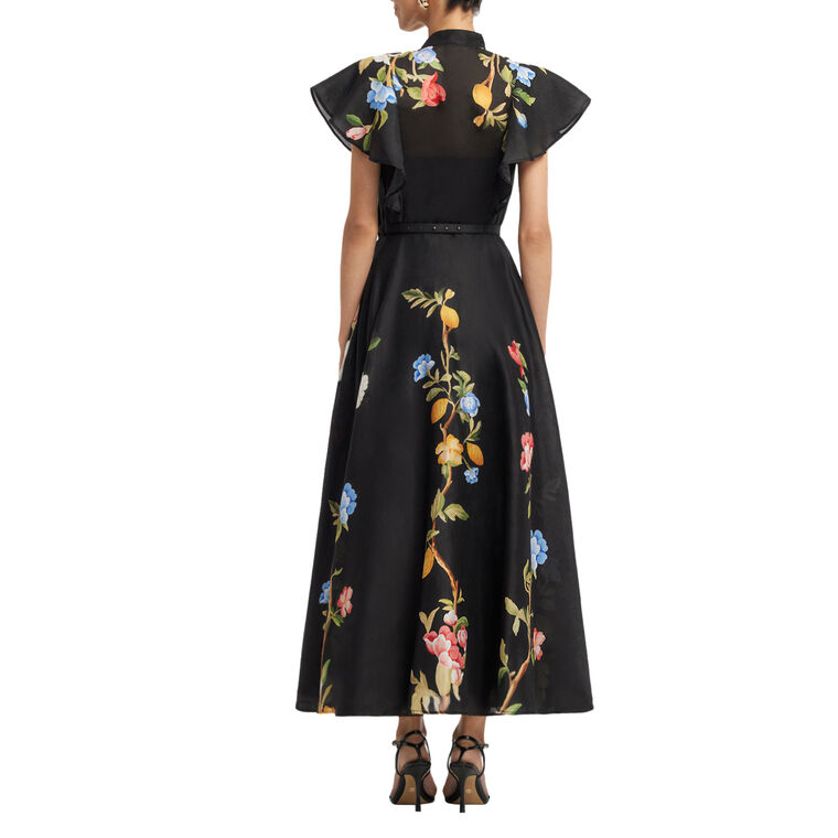 Elsie Applique Flutter Sleeve Midi Dress image number null