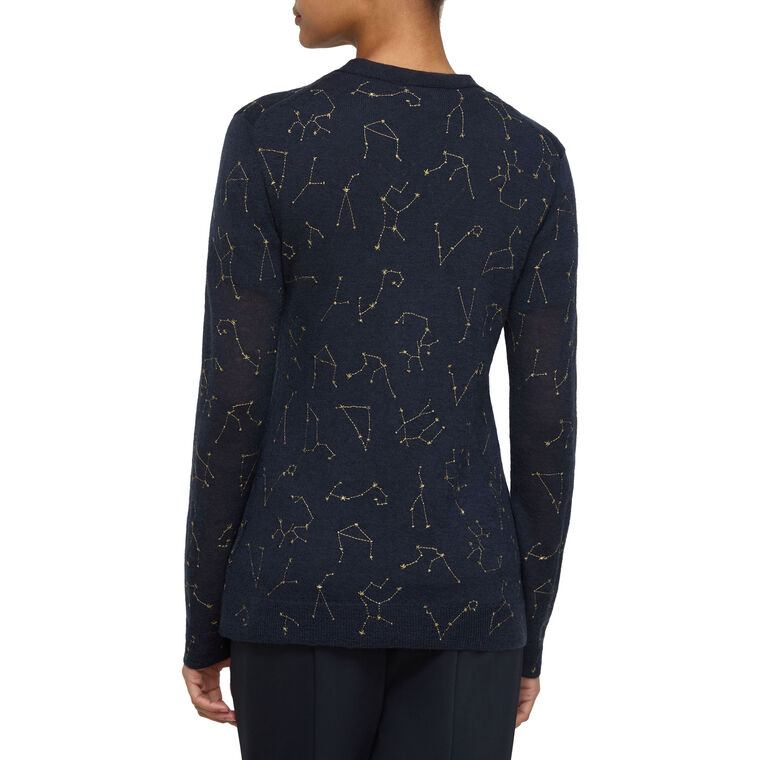 Constellation Motif Embellished Button Front Cashmere Cardigan image number null