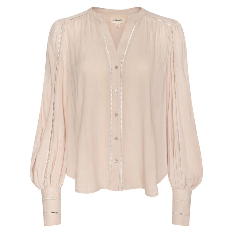 Kiera Long Sleeve Ladder Trim Blouse image number null