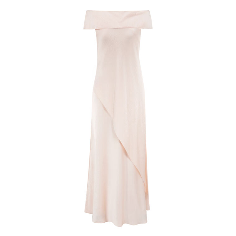 Hammered Satin Off-The-Shoulder Gown image number null