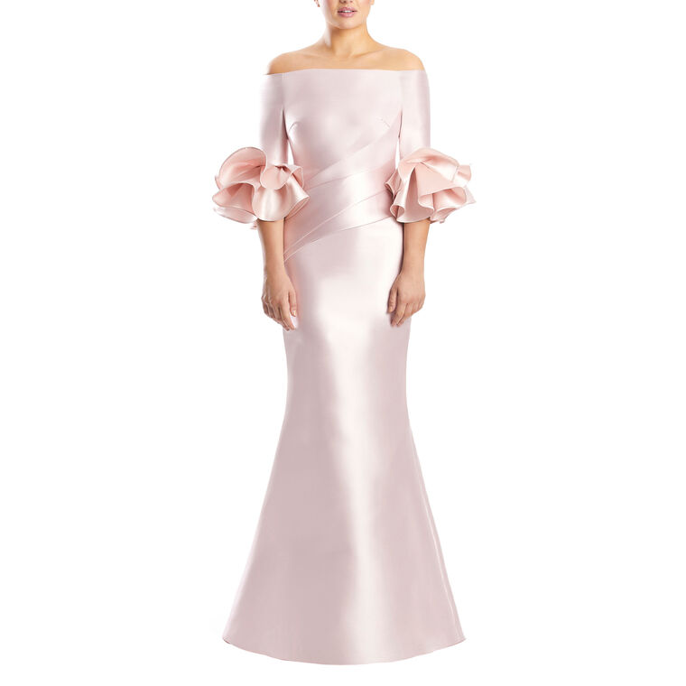 Off Shoulder Gown With Flounce Sleeve image number null