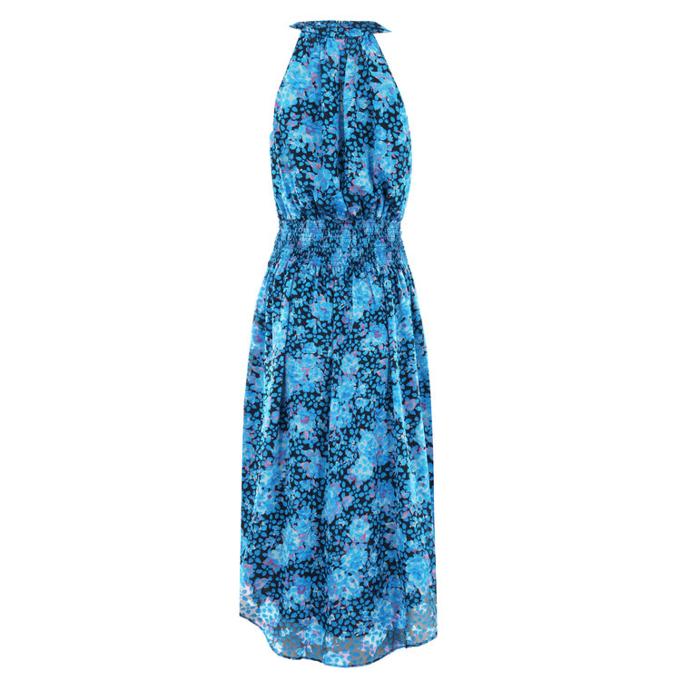 Athena Floral Gathered-Front Sleeveless Midi-Dress image number null