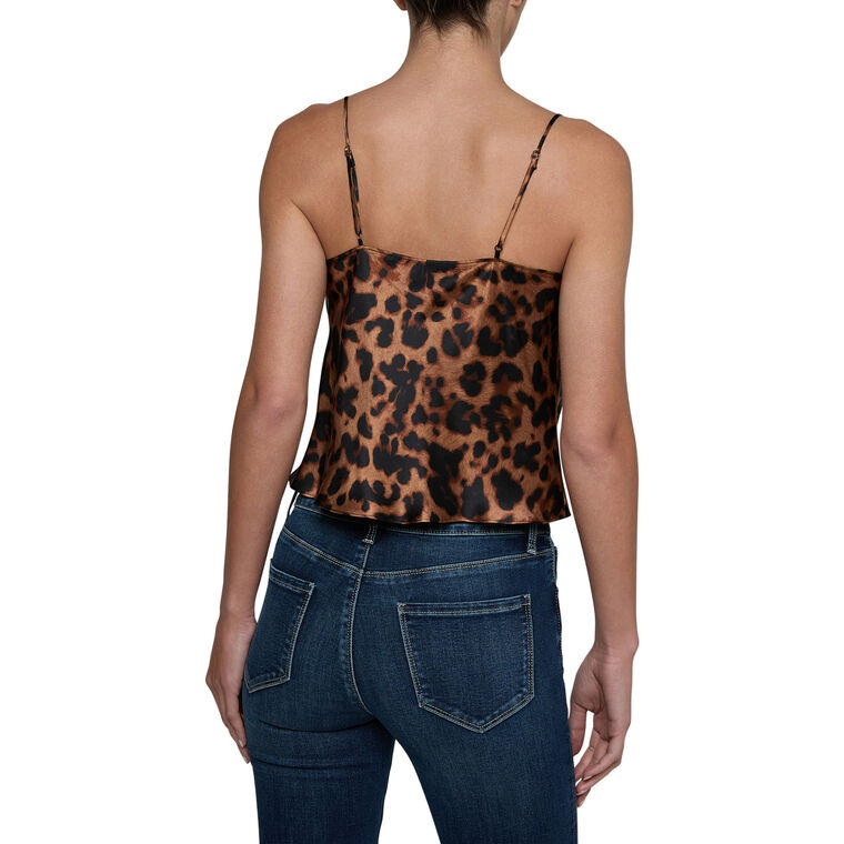 Calista Cowl Neck Leopard Silk Cami image number null