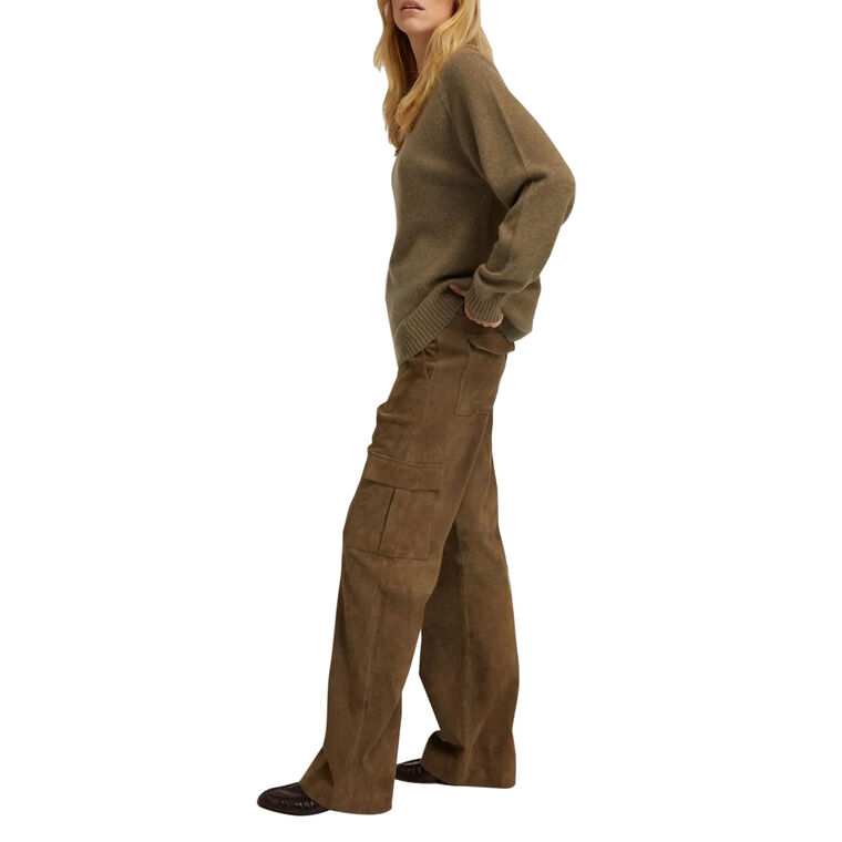 Baggy Low Rise Suede Cargo Pant image number null