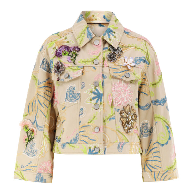 Addie Embroidered Cropped Utility Jacket image number null