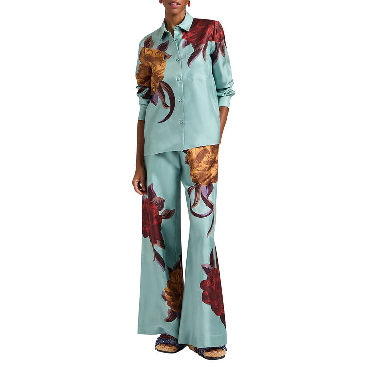 Silk Twill Palazzo Pants image number null