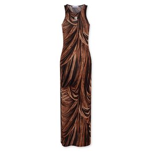 Sleeveless Wood Marble Jersey Maxi Dress