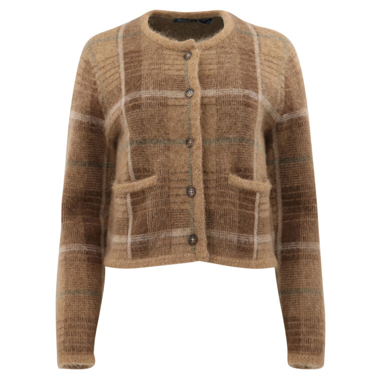 Wool Plaid Long Sleeve Cardigan image number null