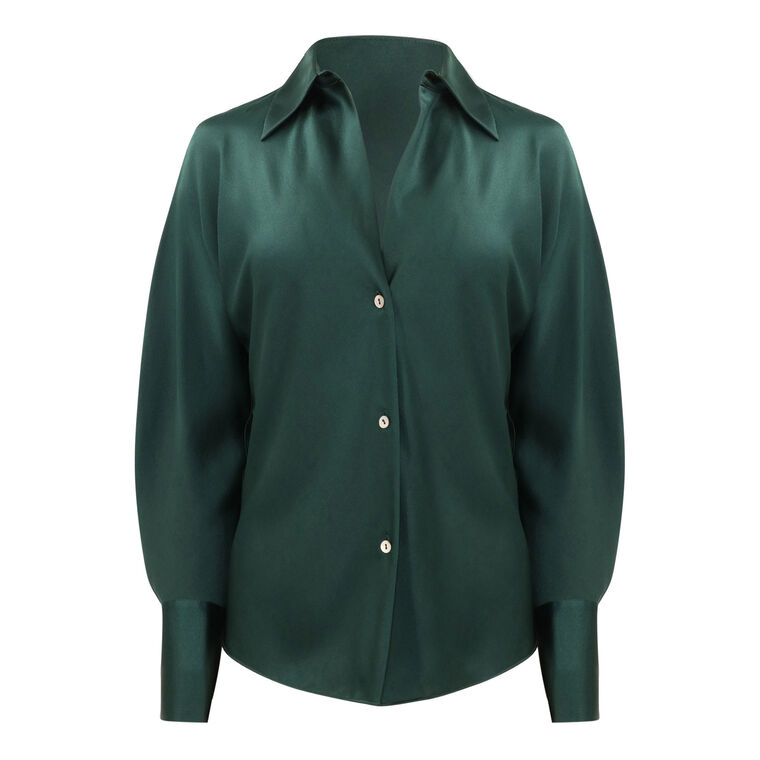Silk Bias Long-Sleeve Blouse image number null