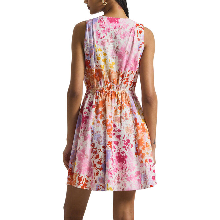 Tia Floral Printed Stretch Linen Sleeveless Mini Dress image number null