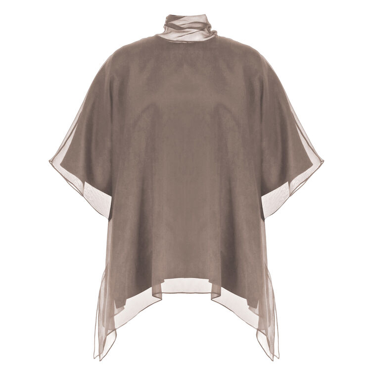 The Cali Organza Short Sleeve Blouse With Neck Tie image number null