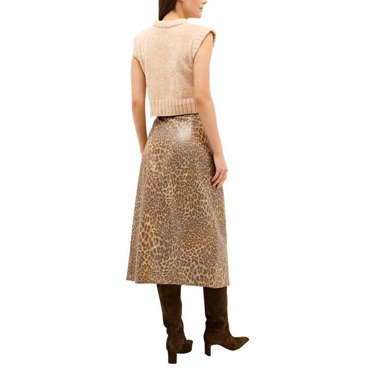 Chelsea Belted Leopard-Print Midi Skirt image number null