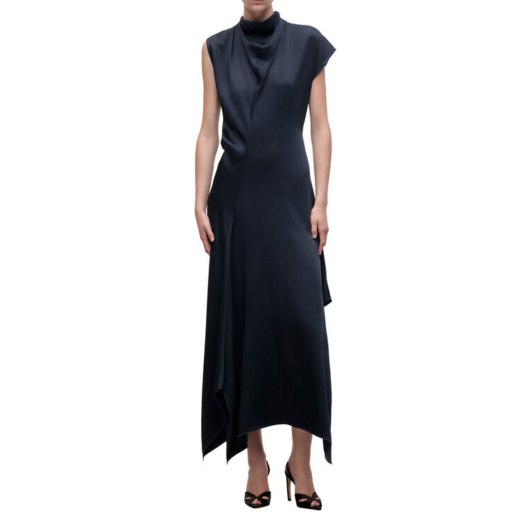 High Neck Draped Midi Dress image number null