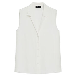 Camp Collar Sleeveless Blouse In Silk Georgette