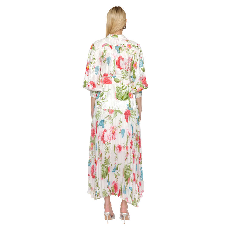 Marie Pleated Silk Midi Dress image number null
