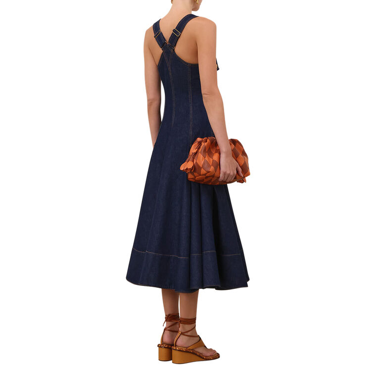 Luna Sleeveless Denim Utility Midi Dress image number null