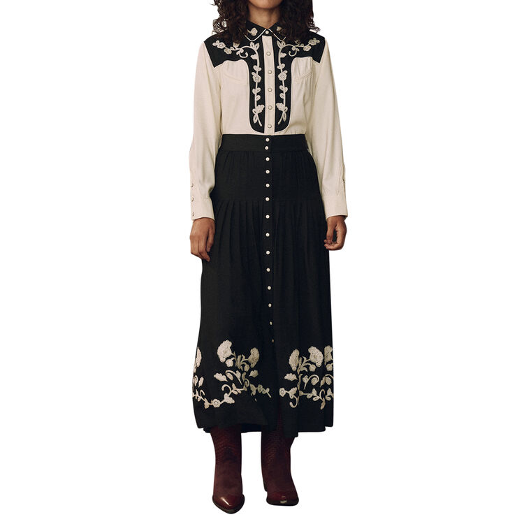 The Color Block Embroidered Western Shirt image number null