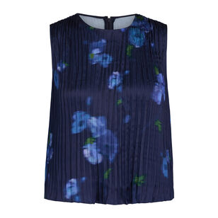 Poppy Blur Crushed Pleated Shell Top