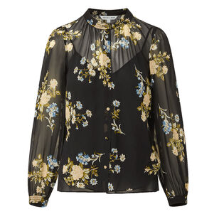 Ashlynn Long Sleeve Silk Button-Down Blouse
