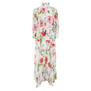 Marie Pleated Silk Midi Dress