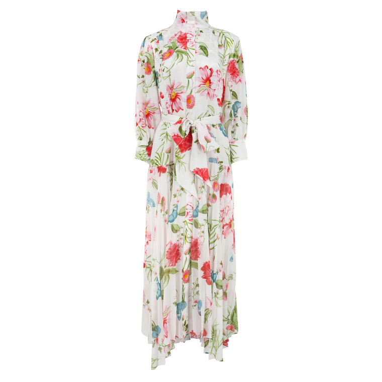 Marie Pleated Silk Midi Dress image number null