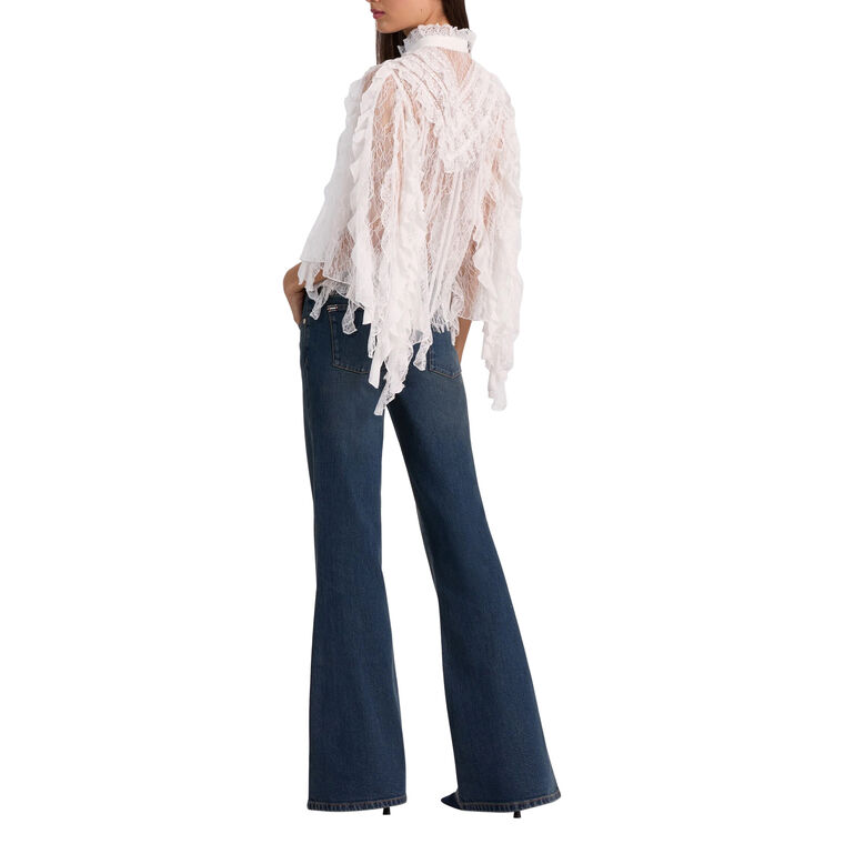 Rheba Long Sleeve Mock Neck Ruffled Lace Top image number null