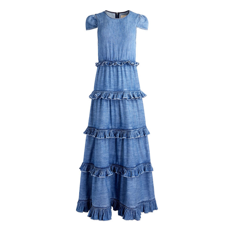 Cadby Denim Ruffled Maxi Dress image number null