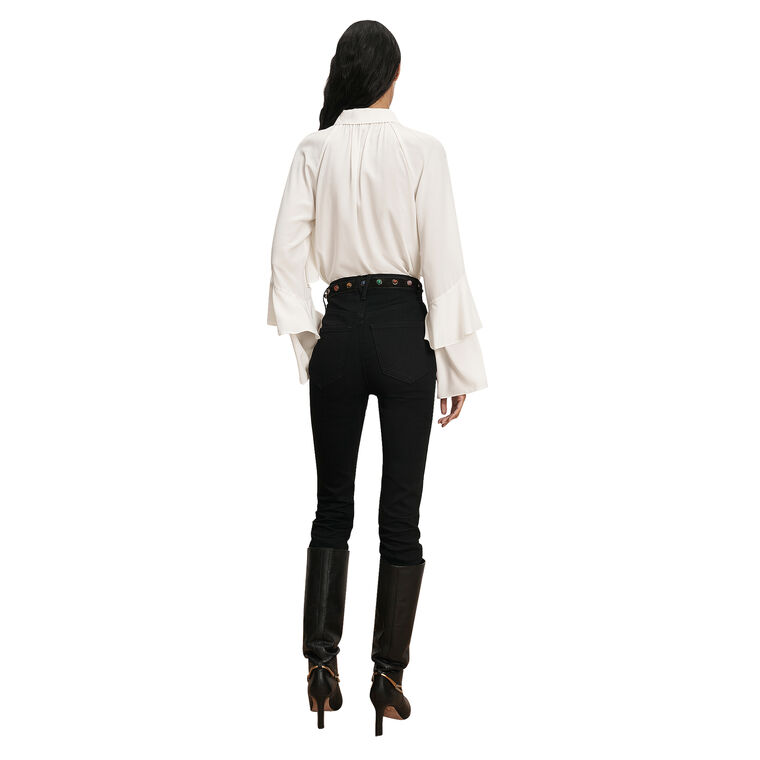 Demaris Long Sleeve Ruffled Button-Down Blouse image number null