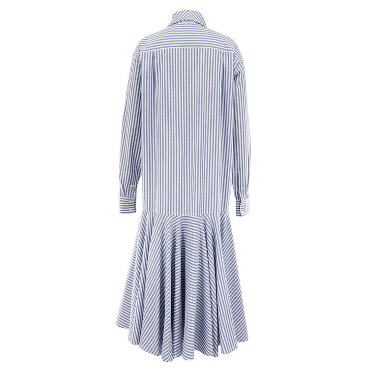 Long Sleeve Flounce Cotton Midi Shirt Dress image number null