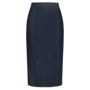 Denim Midi Skirt With Seams