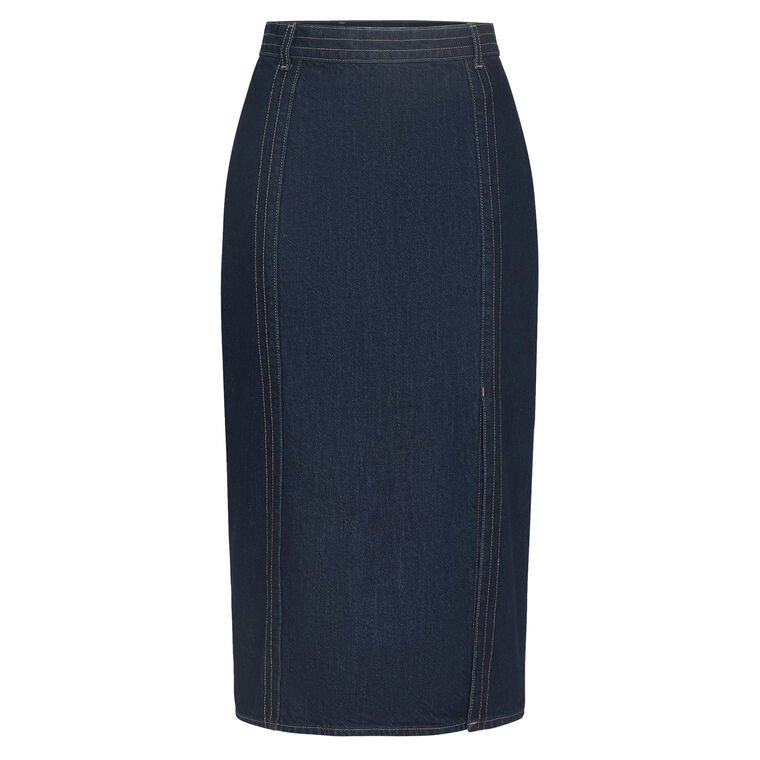 Denim Midi Skirt With Seams image number null