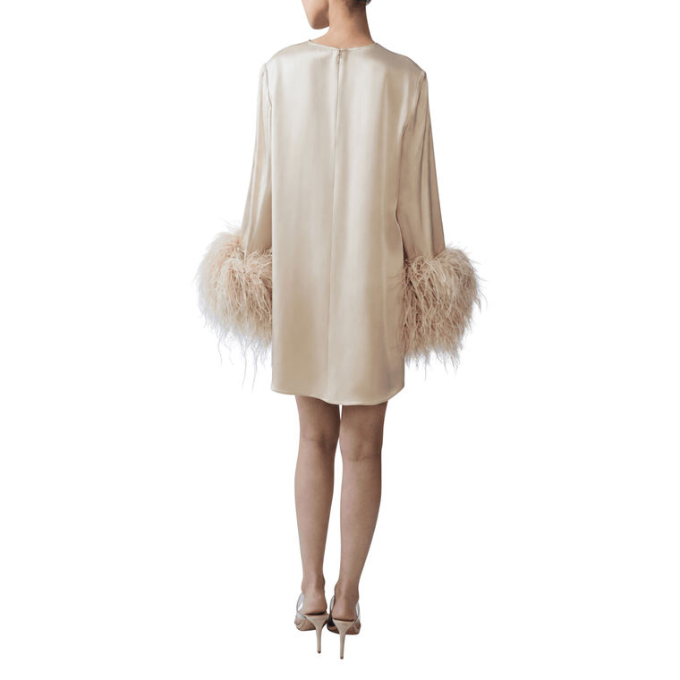Satin Dress With Feathers image number null
