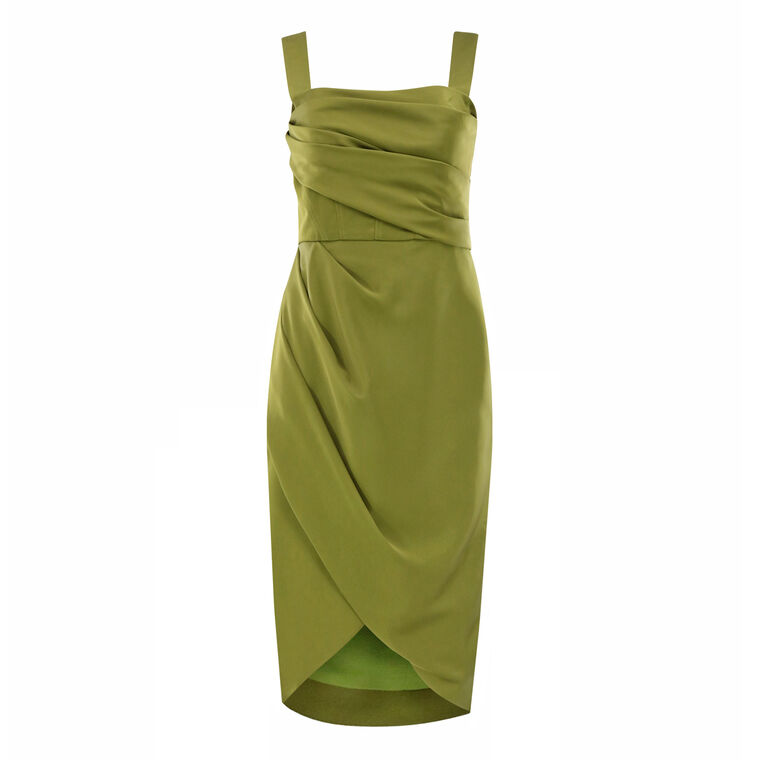 Genevive Draped Satin Dress image number null