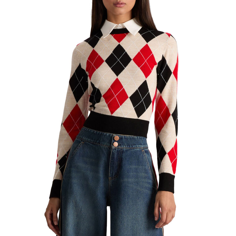 Carolann Argyle Pullover With Removable Collar image number null